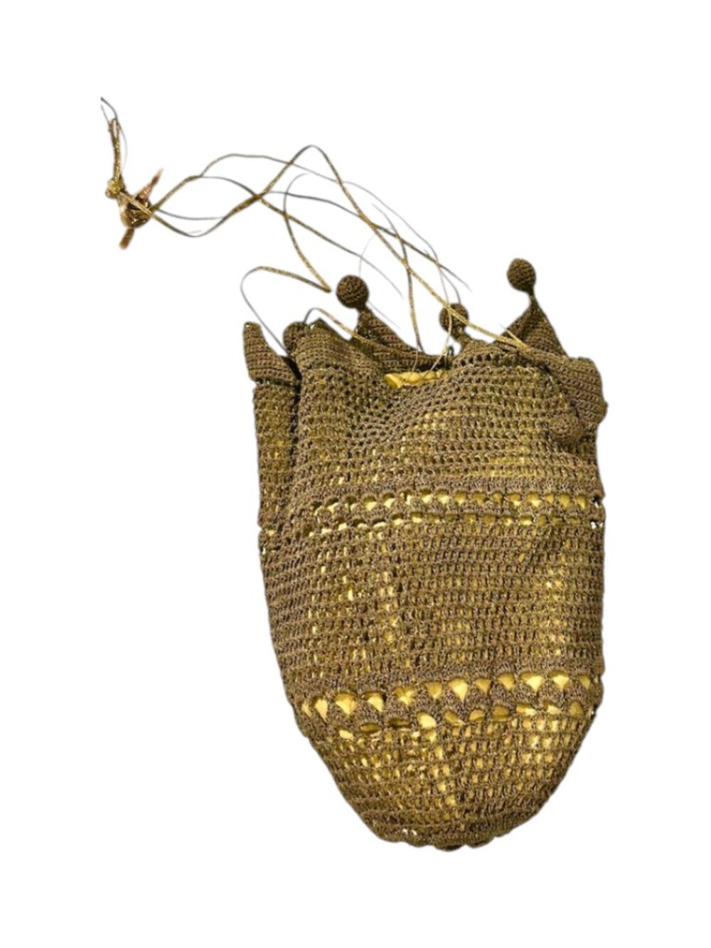 Late Edwardian to Flapper Era Bronze Colored Antique Hand-crocheted Metallic Gim